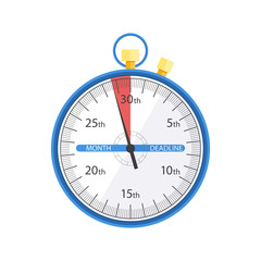 Flat stopwatch symbol. Deadline time concept. Vector.