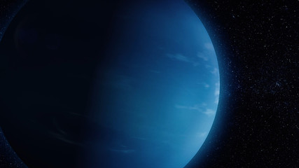Solar System - Neptune. It is the eighth and farthest planet from the Sun in the Solar System. It is a giant planet. Neptune has 14 known satellites © Media Whale Stock