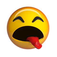 Sick emoji, disgust face emoticon. 3d rendering isolated on white background.