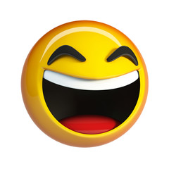 LoL Emoji. Laughing Face emoticon isolated on white background. 3d rendering