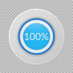 100 percent pie chart on transparent background. Percentage vector infographics. Circle diagram isolated. Business illustration icon for marketing project, finance, financial report, web design