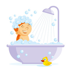 Girl in bath vector illustration
