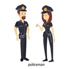 Isolated police couple.