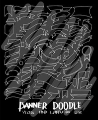 Banner doodle illustration wallpaper background line sketch style set on chalkboard eps10