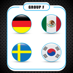 Football. Championship. Vector flags. Russia. Group F.