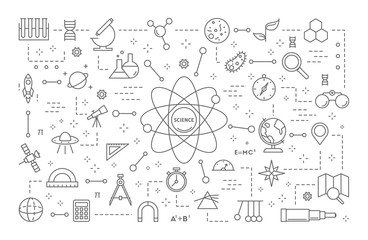 Science line illustration.