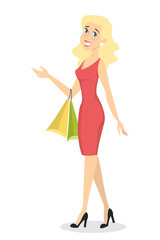 Isolated shopping woman.