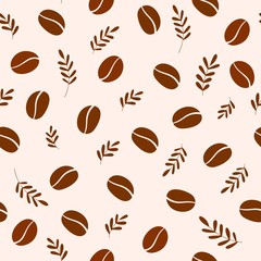 Seamless pattern with coffee beans. Vector background