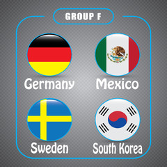 Football. Championship. Vector flags. Russia. Group F.