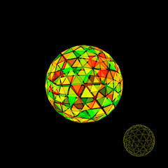 Abstract polygonal broken sphere.3d Vector colorful illustration.