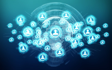 Social network interface 3D rendering