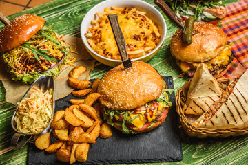 Tasty different fast food