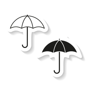 Set of umbrella sticker icon