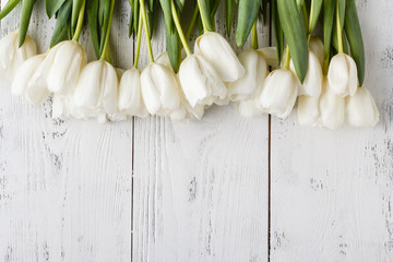 Frame for card with natural white tulips