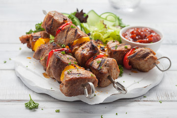 Grilled pork kebab with pepper