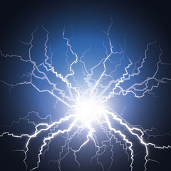 Vector Electricity charge. The effect of electric lighting, abstract techno backgrounds for your design on a blue background. Light and radiance.