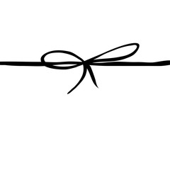 Vector hand drawn bow icon. Painted textured package decoration for paper, web design, logo, app, UI.