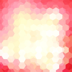 Fototapeta na wymiar Vector background with red, pink, white hexagons. Can be used in cover design, book design, website background. Vector illustration