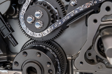 Car engine crankshaft and timing gears