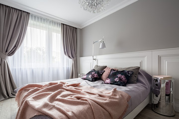 Pastel bedroom with double bed
