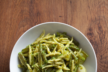 Pasta with pesto sauce