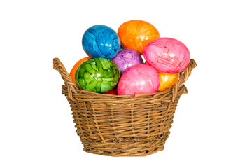 Easter eggs in a wicker basket