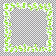 Vector frame with paper stickers with dollar signs