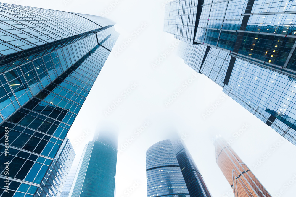 Poster modern skyscrapers from low angle view