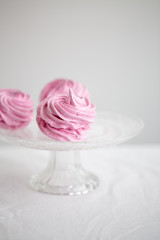 Homemade pink zephyr or marshmallow on white background