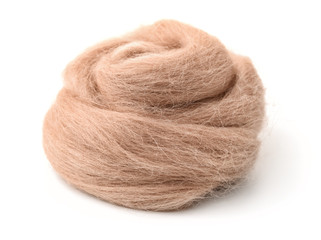 Hank of beige wool yarn