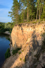 Sandstone outcrops. Erglu Cliffs, on the bank of the Gauja river. - 193005998