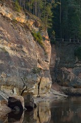 Sandstone outcrops. Erglu Cliffs, on the bank of the Gauja river. - 193006101