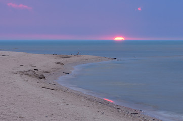 Colorful sunrise on the cape Kolka. Baltic sea. - 193006147