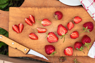 Strawberry red and ripe - new harvest of ripe berries