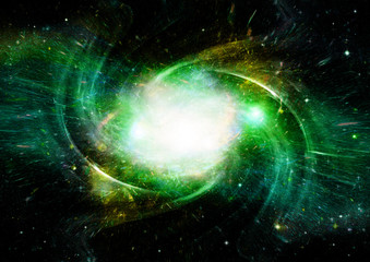 Stars, dust and gas nebula in a far galaxy