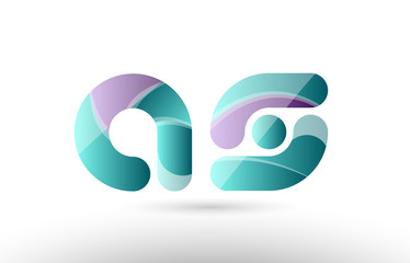 3d letter as a s green purple alphabet logo icon company design