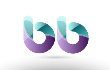 3d letter bb b b  green purple alphabet logo icon company design