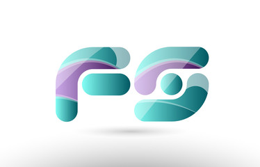 3d letter fs f s green purple alphabet logo icon company design