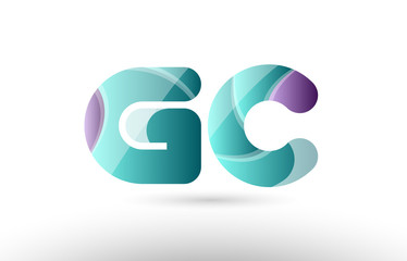 3d letter gc g c green purple alphabet logo icon company design