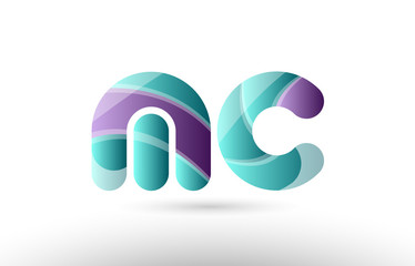 3d letter mc m c green purple alphabet logo icon company design