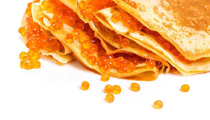 pancakes with red caviar
