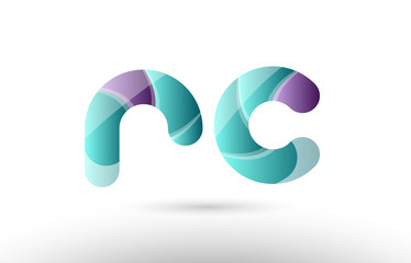3d letter rc r c green purple alphabet logo icon company design