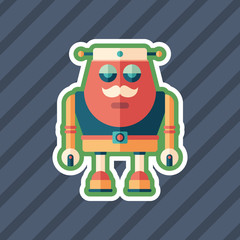 Robot sailor sticker flat icon with color background.