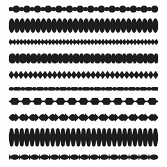 Set of vector borders art dividers in geometrical style. Borders for the text, invitation cards, various printing editions. Seamless horizontal patterns.
