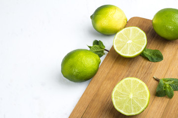 lime and mint on a white background.