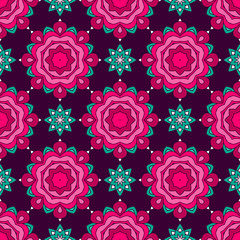Abstract stylized floral seamless pattern. Hand drawn vector illustration
