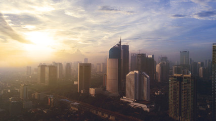 Jakarta skyline at sunrise