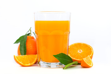 Orange juice on white background