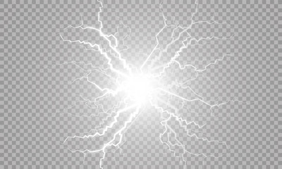 Vector Electricity charge. The effect of electric lighting, abstract techno backgrounds for your design on a transparent background. Light and radiance.