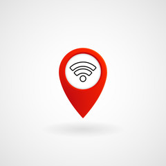 Red Location Icon for Wifi, Vector, Illustration, Eps File